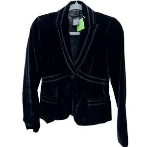 Laundry by Shelli Segal Velvet Button Front Blazer Jacket Black Womens 2